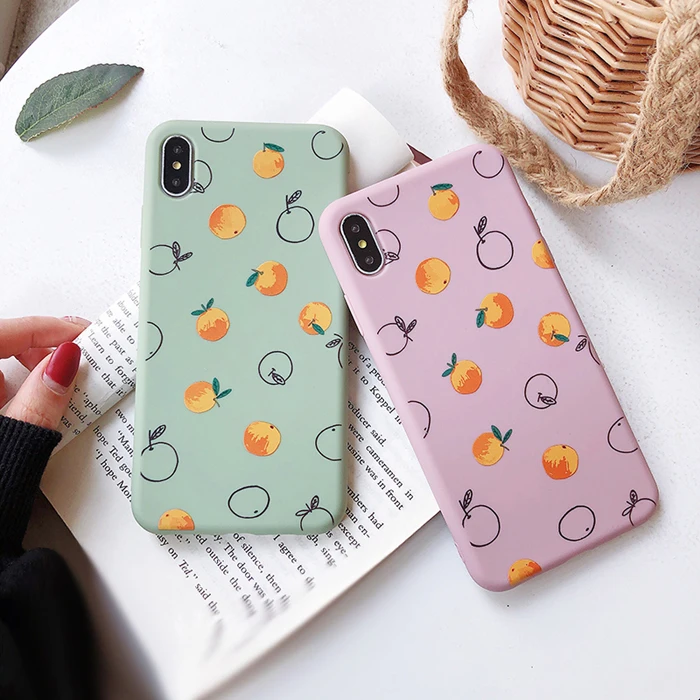 

Cute Cartoon Fruits Orange Soft TPU Painted Phone Case For iphone X XS Max XR Case For iphone 7 6 6S 8 Plus Back Cover