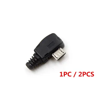 

1PC / 2PCS 5P Port Right Angle Micro USB Male Plug Socket Connector With Plastic Cover Tail Hole: 3.2MM