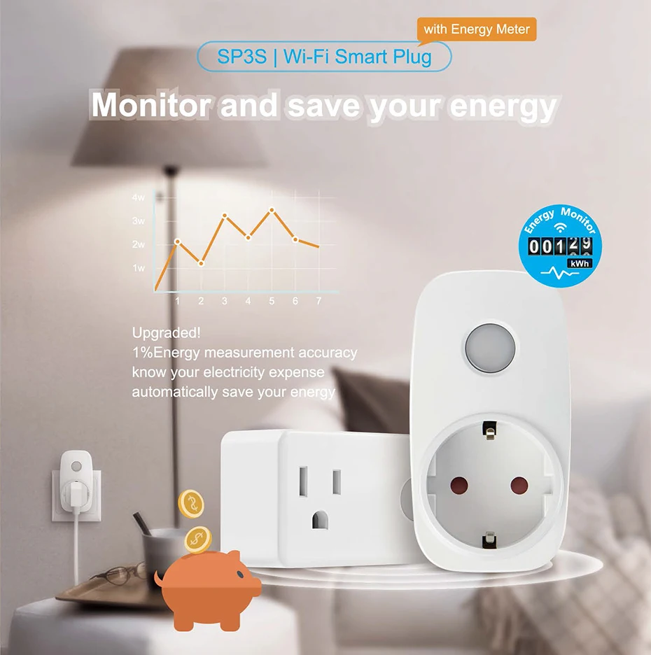

Broadlink SP3S Energie Monitor Smart Draadloze WiFi Socket Afstandsbediening Met Power Meter Controle Door IOS Android
