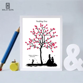 

Creative Party Decoration Room Propose Bride Under Tree Unique Free Custom Name Date Canvas Print Wedding Signature Guestbook