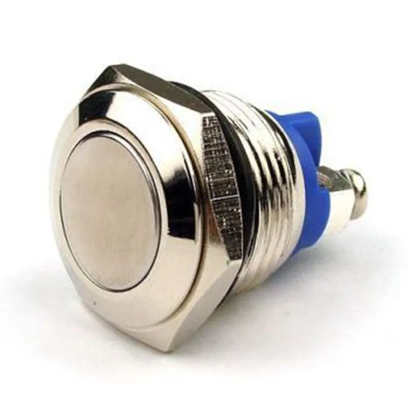 

16mm Metal Push Button Switch IP67 Waterproof Nickel plated brass press button Self-reset 1NO High/Flat/Shape Round Momentary