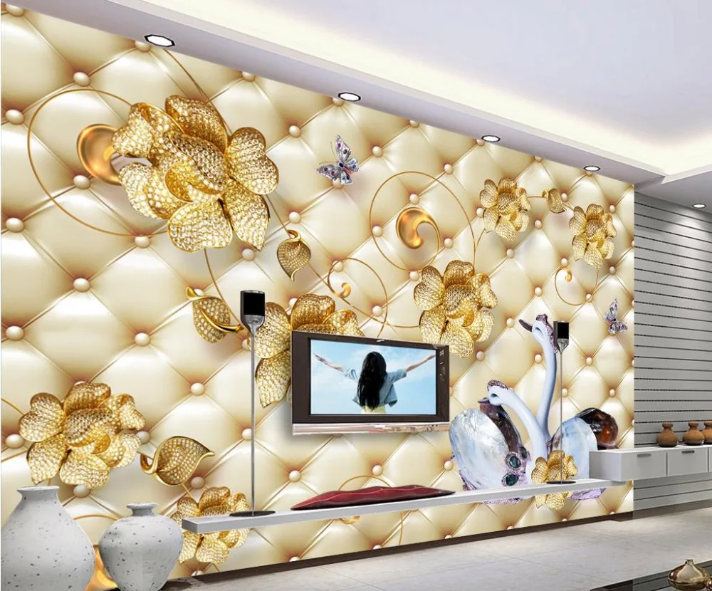 

Flowers White Swan Soft Package 3D TV Backdrop mural 3d wallpaper 3d wall papers for tv backdrop