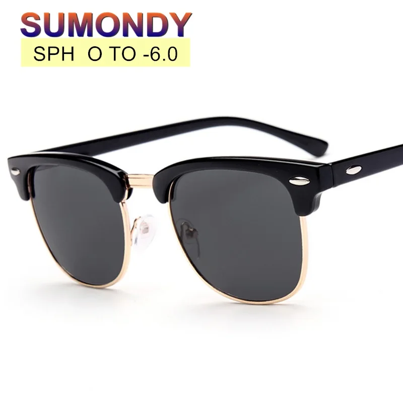 

SUMONDY SPH 0 to -6.0 Prescription Glasses For Myopia Men Women Grey Polarized Sunglasses Fashion Spectacles Near-sighted UP005