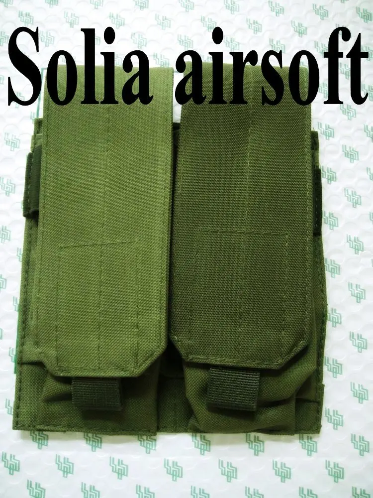 

Tactical Two pouch molle triple mag magazine round ammo bag molle closure Green