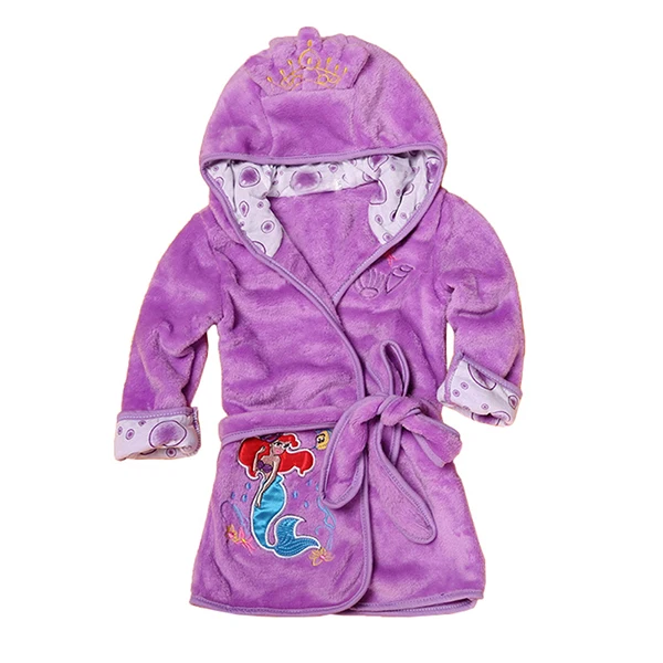 Yilaku/детские халаты одежда для сна с героями мультфильмов для мальчиков и девочек детские пижамы купальные халаты детские халаты с капюшоном для детей от 2 до 6 лет CF534 - Цвет: Фиолетовый