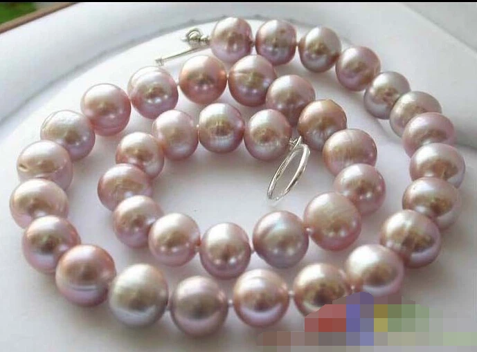 

Charming 17" 12MM lavender ROUND FRESHWATER PEARL NECKLACE