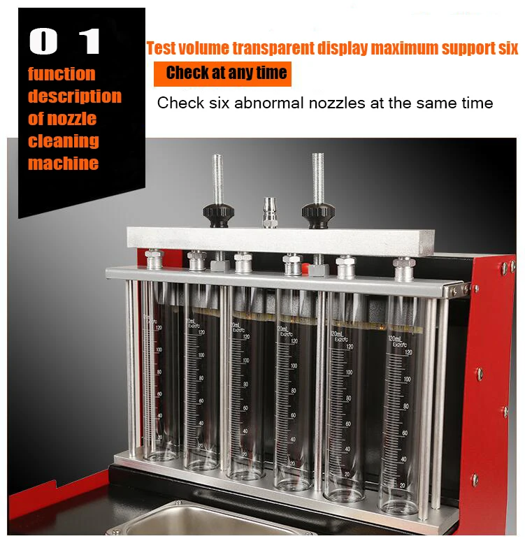 Инжектор топлива очиститель и анализатор ультразвуковая чистка автомобильного сопла для 6 цилиндров Электрический впрыск испытательный стенд