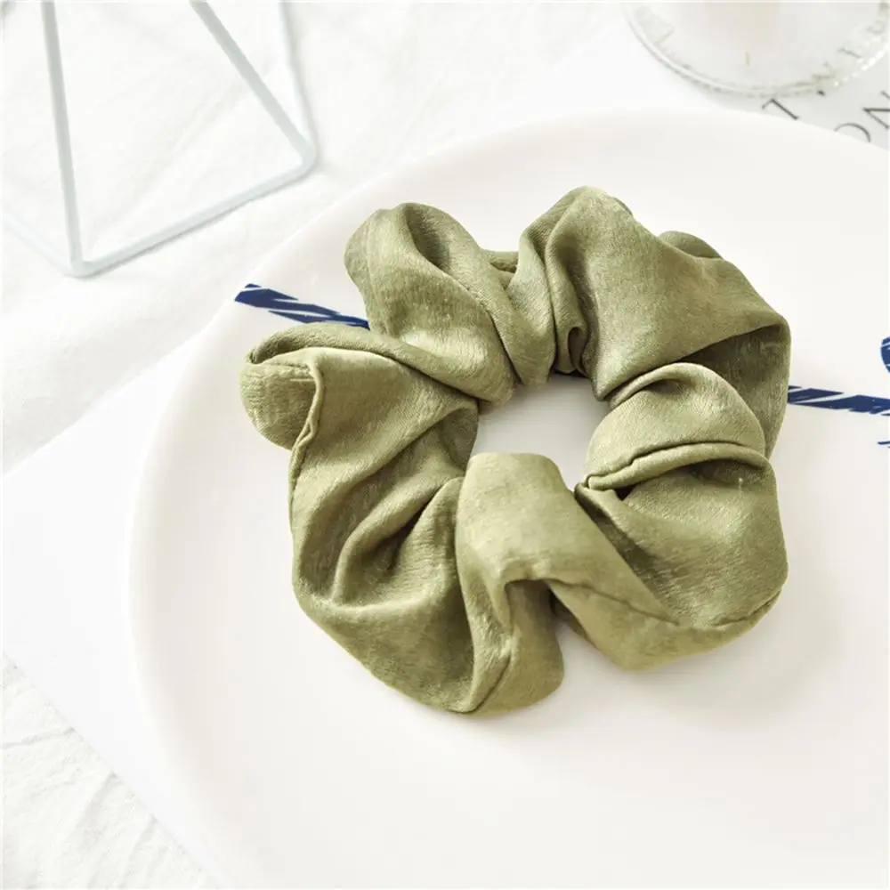 green Модный дизайн, однотонный цвет, галстук для волос для женщин, резинка для волос, конский хвост, держатель для волос, веревка, шифон, головной убор, аксессуары для волос, подарки - Цвет: green