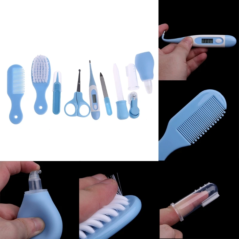 2020 nouveau 10 pièces/ensemble nouveau-né bébé enfants ongles cheveux soins de santé thermomètre toilettage brosse Kit