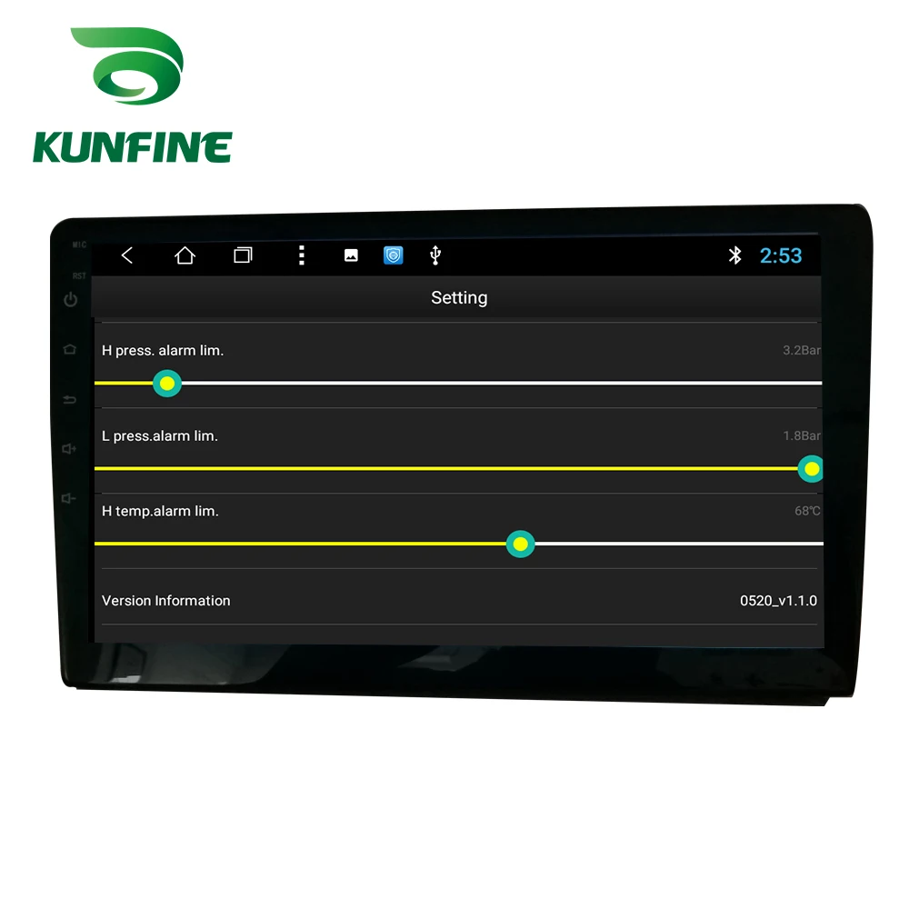 KUNFINE USB Android TPMS Tire Pressure Monitoring System Display Alarm System 5V Android Navigation Car Radio With 4 Sensors