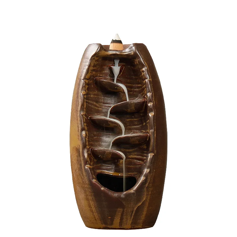 Cross-Border Ceramic Vase Smoke Back Incense Burner Creative Kiln Green Both Ways Back Aromatherapy Furnace Home Ornaments