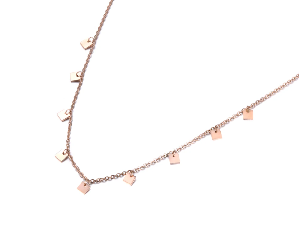Lokaer ожерелье-чокер из нержавеющей стали, 9 небольших квадратных частей, розовое золото, цвет, ювелирные изделия, модный подарок N18274