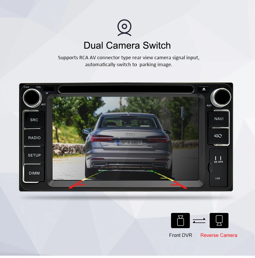 Top Universal Android 9.0 DVD GPS Navigation Radio Video Player Stereo 4G RAM+64G ROM 2 Din Wifi Bluetooth headunit Car Multimedia 7