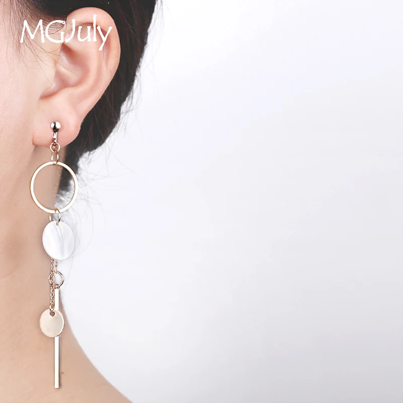 

Geometric Metals Earrings No Hole Ear Clips Round Shells Sequins Clip Earrings Without Piercing Women Tassel Earring CE161