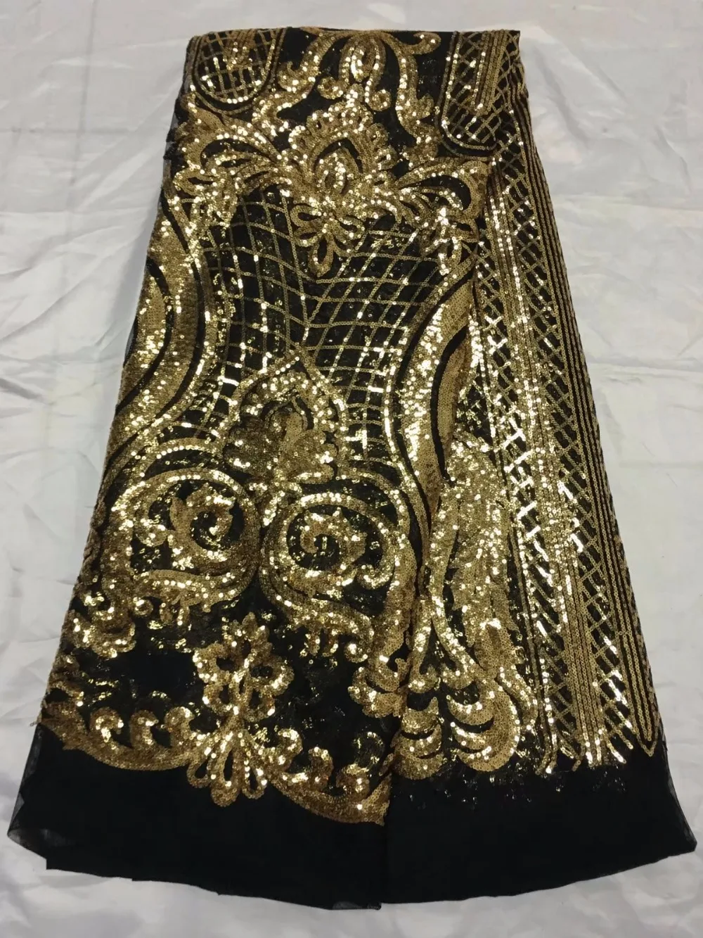 

Latest african french lace fabric with charming sequins 7 kinds color on sale african net lace tulle fabric for dress