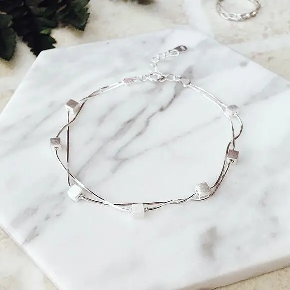 925 Sterling Silver Cube Box Bracelets & Bangles New Fashion Bracelet For Women sterling-silver-jewelry