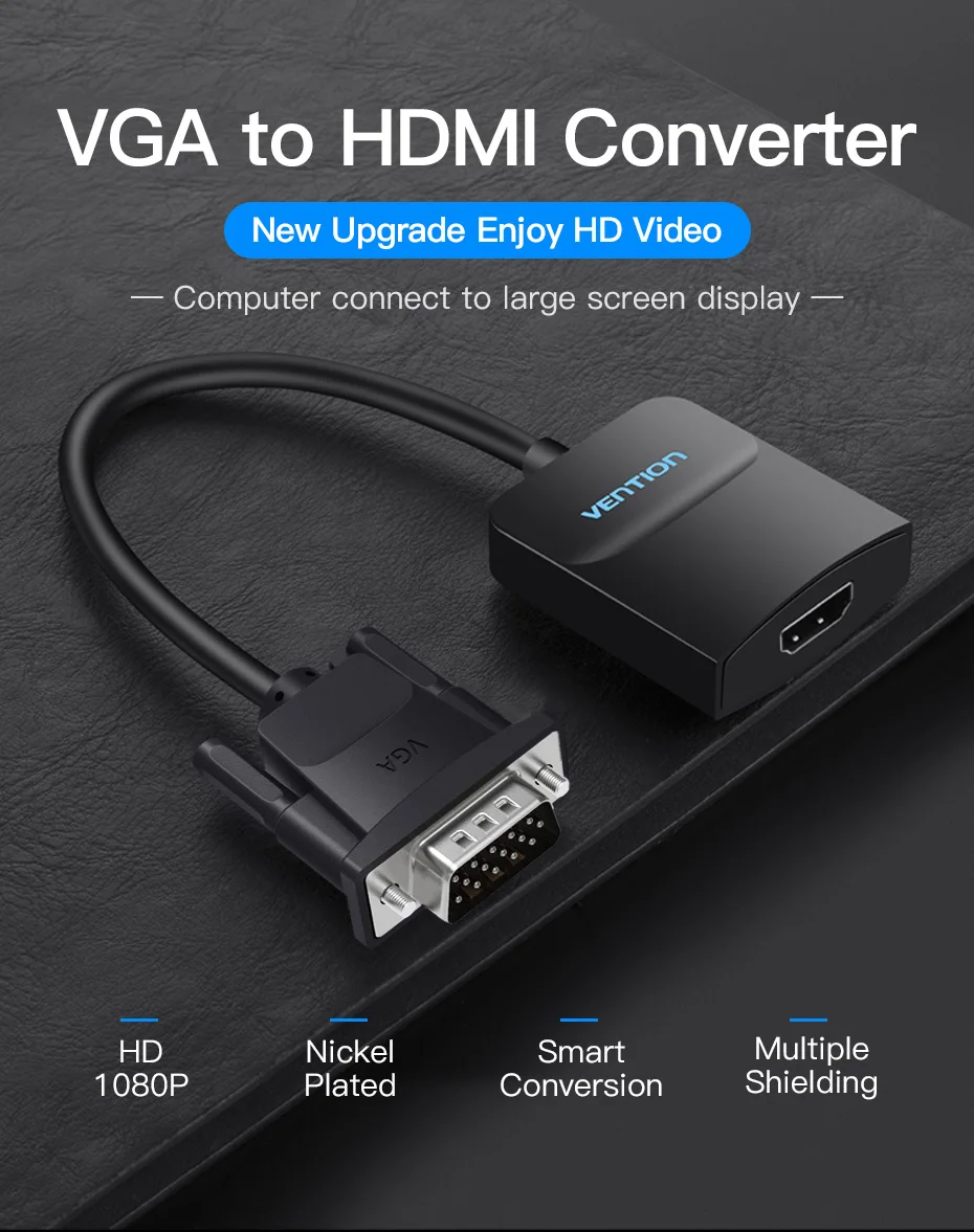 Vention vga-hdmi адаптер с аудио поддержкой 1080P для ПК ноутбука к HDTV проектор Видео Аудио конвертер VGA HDMI конвертер 1 м