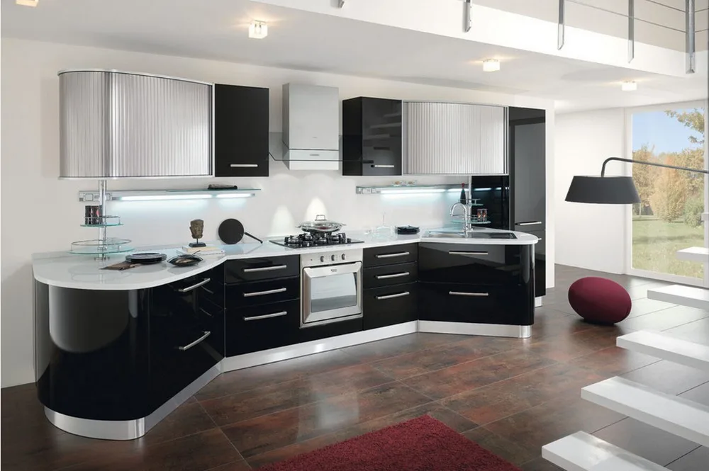2017 vendite calde moderno bianco laccato 2pac mobili da cucina su ... Cucine bianche e nere