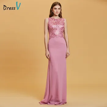 

Dressv peach evening dress cheap scoop neck a line embroidery appliques floor length wedding party formal dress evening dresses