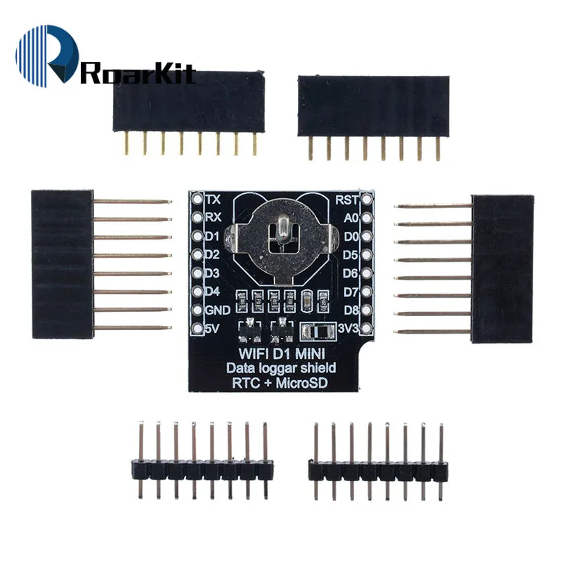 ESP8266 D1 Mini Pro WiFi NodeMcu щит регистратора данных DS1307 батарея 0,66 OLED DC мощность зуммер V1.0.0 двойная база для WeMos DIY Kit