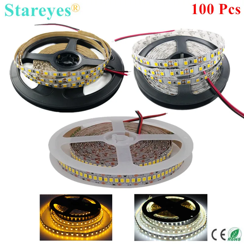 

100 Pcs 5m SMD 2835 120 240 LED/m DC12V LED Strip IP20 Non waterproof Flexible Ribbon String tape LED lamp ceiling light