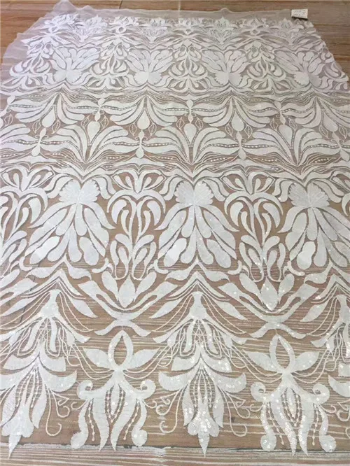 

Free shiping Newly design French Lace Fabric top Quality African Tulle Lace Fabric Nigerian Lace Fabric with nice sequines