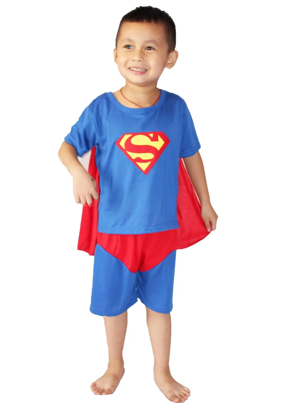 От 3 до 7 лет мальчика супермен модель одежды ролевые игры, с коротким рукавом Косплэй, рубашка Для Мальчиков Призрак атрибутами и шаль