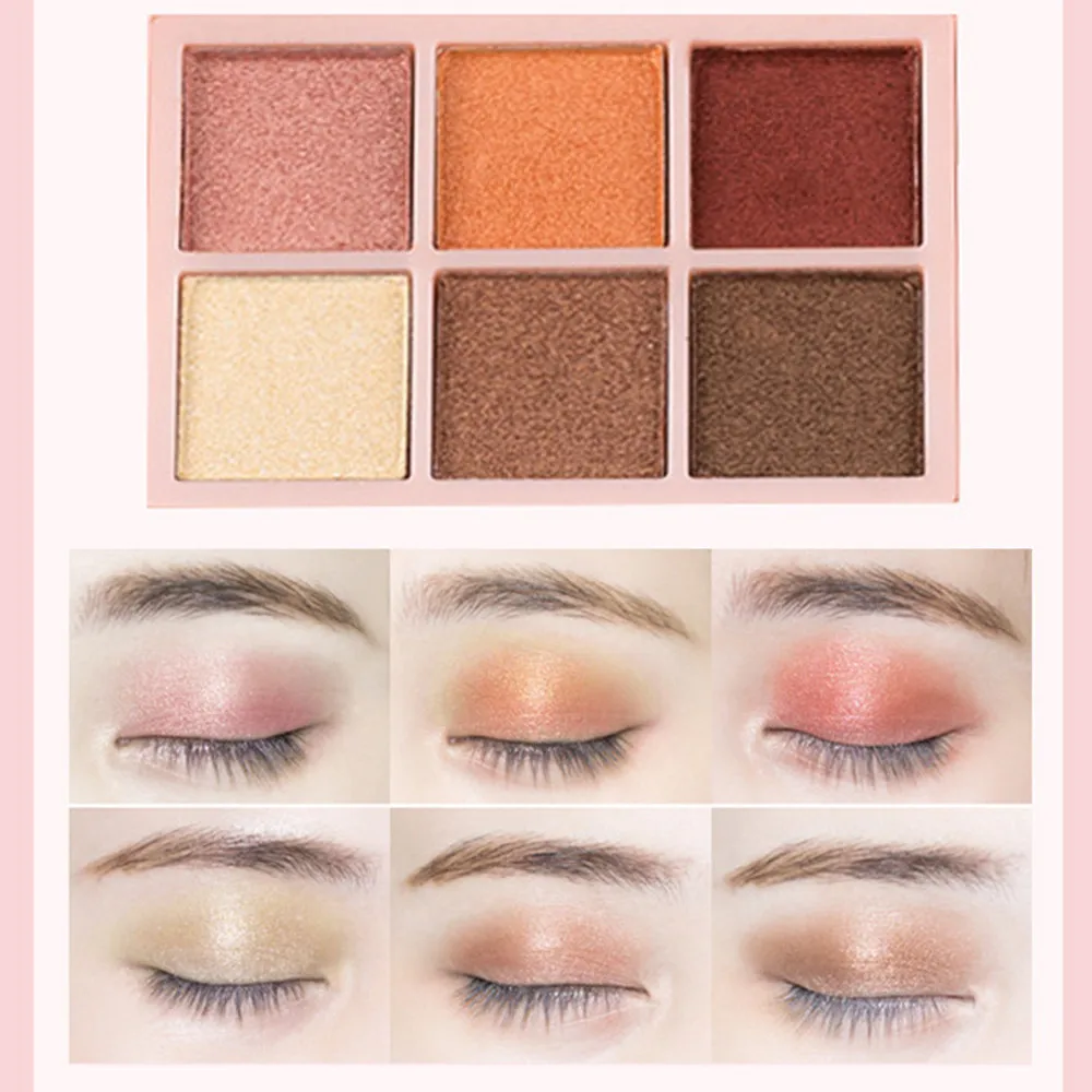 2018 Women's Fashion 6 Colors Pro Eyeshadow Shimmer Mate Palette Cosmetic Brush Mirror Makeup Set Tools &amp Accessories |