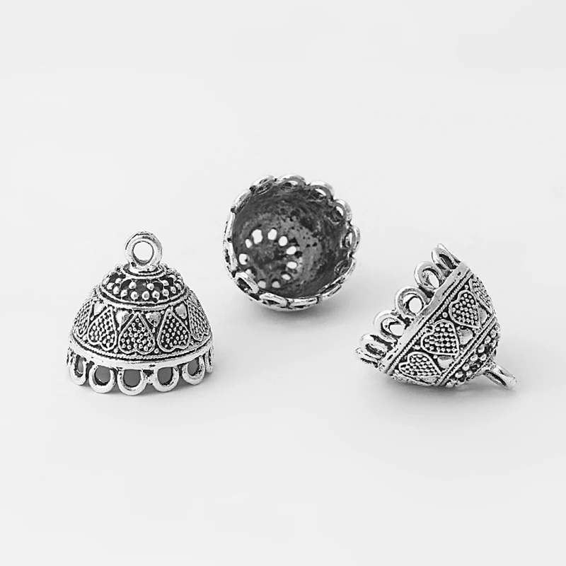

10pcs Antique Silver Bell Shape End Cap Beads Tassels Charms Pendants For Jewelry Making Findings