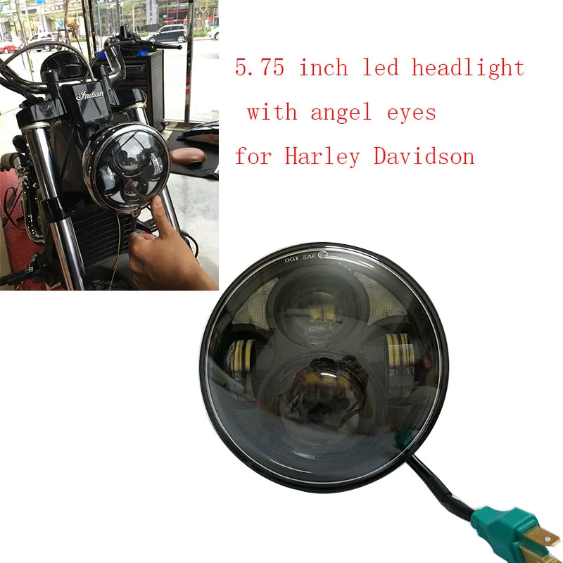 

Black 5-3/4'' 5.6 inch LED Headlight Lamp Bulb DRL for Dyna FX Softail LED Projector Headlamp with angel eyes