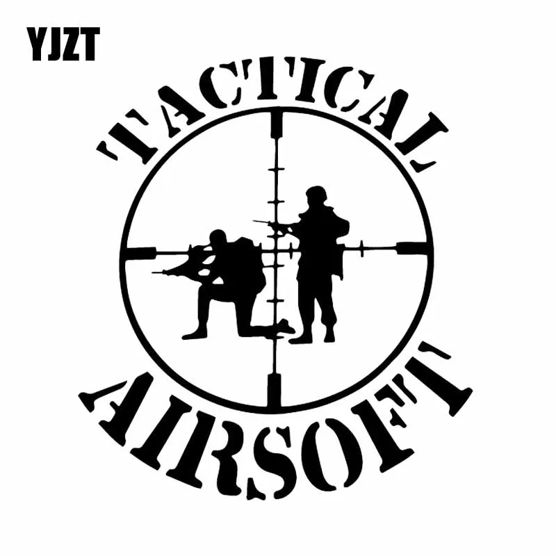 YJZT 14.7X16.5CM Cartoon AIRSOFT Tactical Gun Vinyl Decal Jdm Car Sticker Black/Silver C26-0109