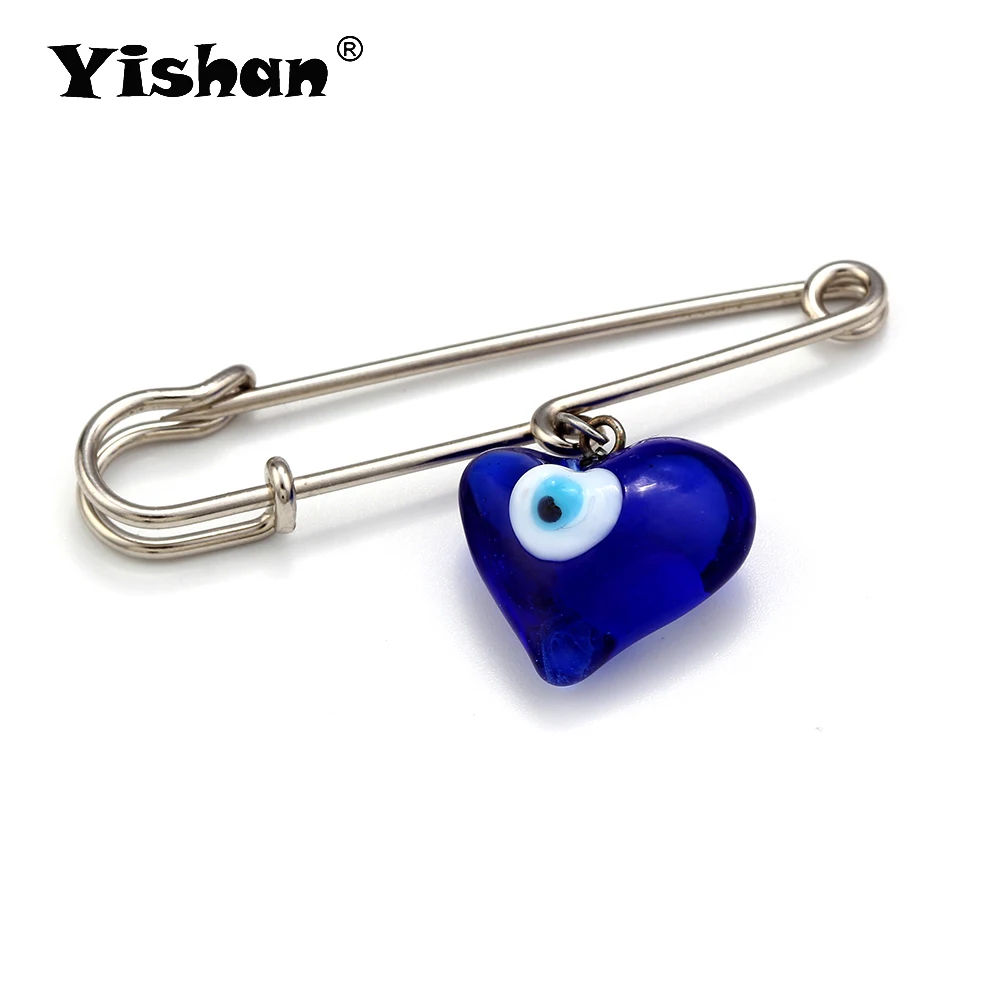 

Yishan Heart Shape Brooch Evil Eye Element for Safety Pin Jewelry Accessories for Women Men Gift EY6144