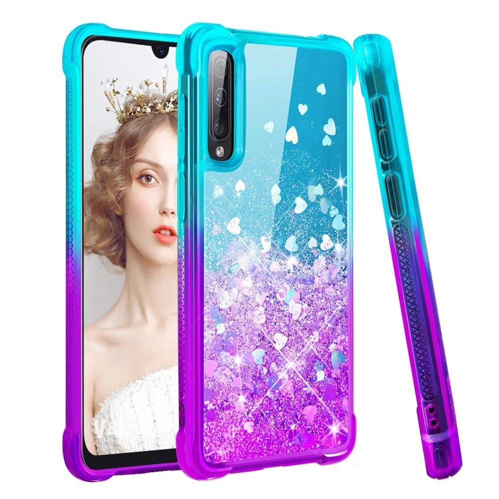 

Caso para Samsung Galaxy A70 A50 A40 A30 A20 A10 cubierta gradiente purpurina arena movediza de silicona caso para Samsung Galaxy Nota 10 Plus