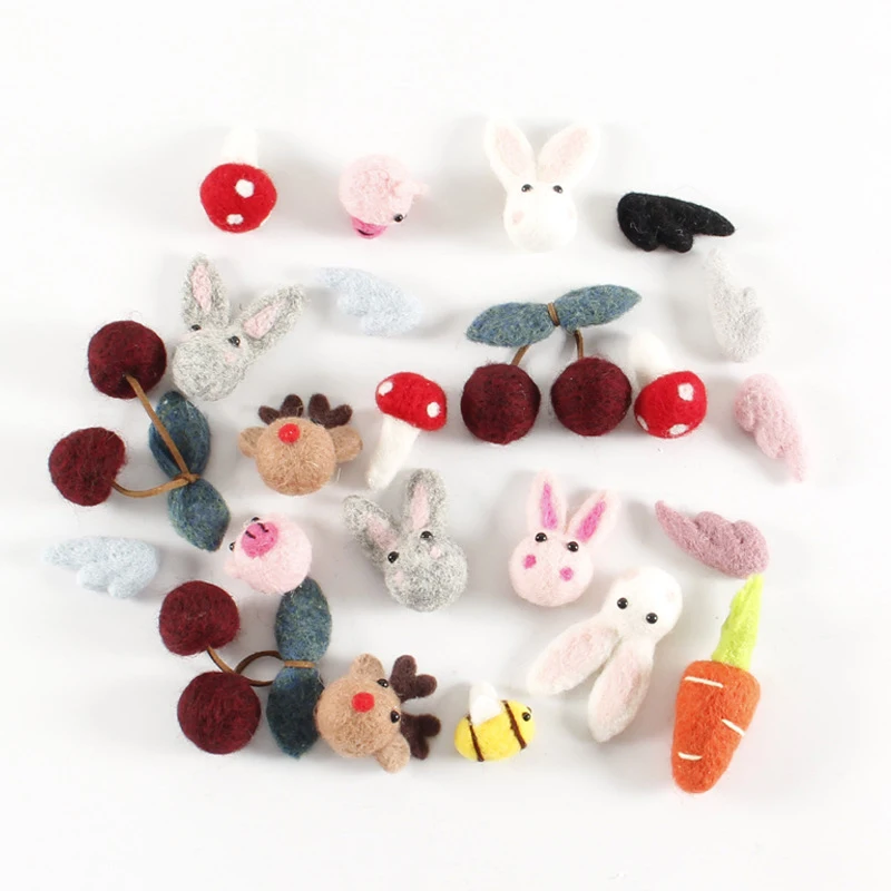 

1PC Wool Felt DIY Craft Mini Carrots/Animal Poke DIY Kits Brooch Accessories Christmas Tree Decorations Hat Kids Hair Band