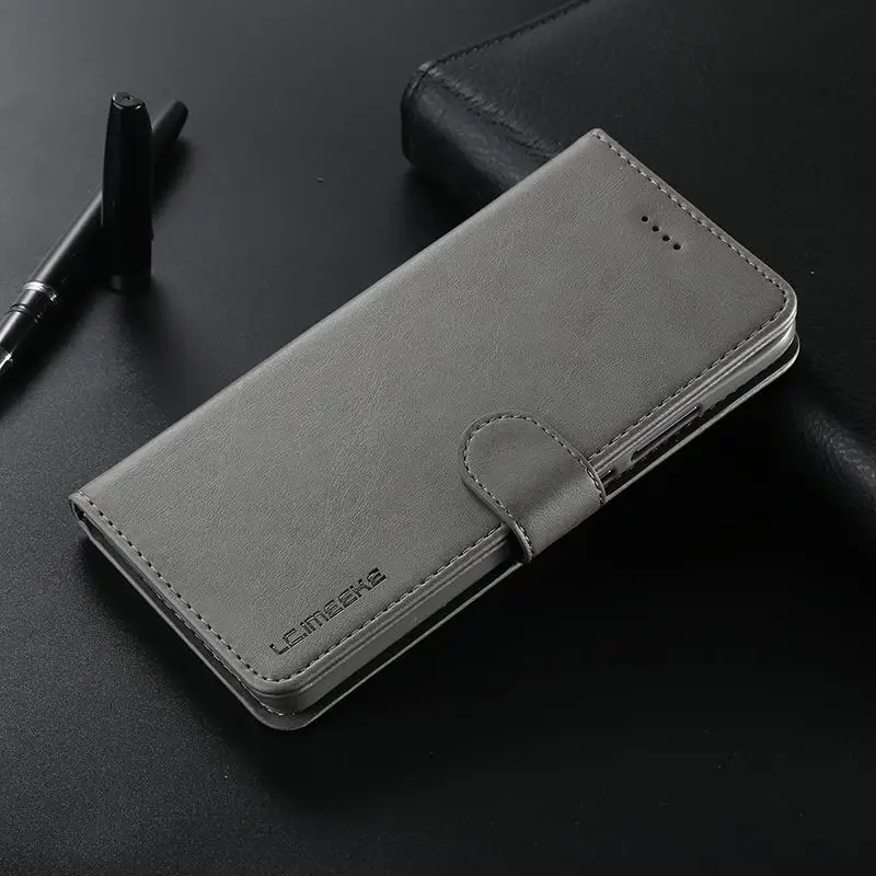 Чехол для Samsung Galaxy J4 J6 Plus, роскошный высококачественный кошелек, магнитный откидной кожаный чехол для SAMSUNG J 6 4, чехол для телефона - Цвет: Gray