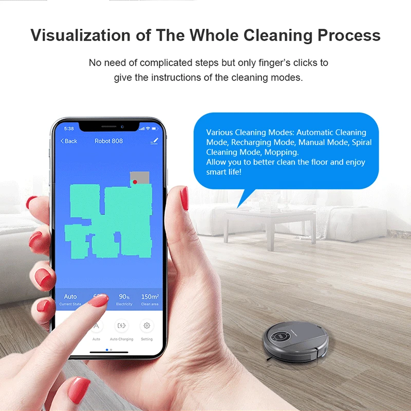 LIECTROUX ZK808 Robot Vacuum Cleaner,WiFi App,Map Display, 3000pa Suction,Smart Memory,Wet Dry Mop for Pet Hair and Floor&Carpet