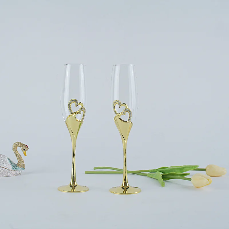 300-201 мл Хрустальная Чашка Шампанского креативный набор европейский и американский бытовой бокал свадебный подарок стекло вина Золотая чашка и Роза