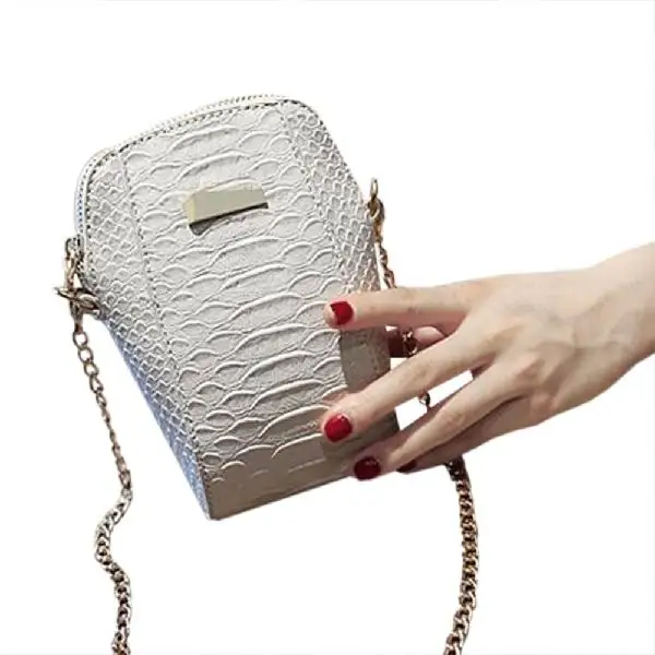 Beige-small Banabanma Женская мода носимый полиуретановый мешок мини-оболочка сумка под крокодиловую кожу цепь Strape одно плечо сумка твердая ZK30 - Цвет: Beige-small