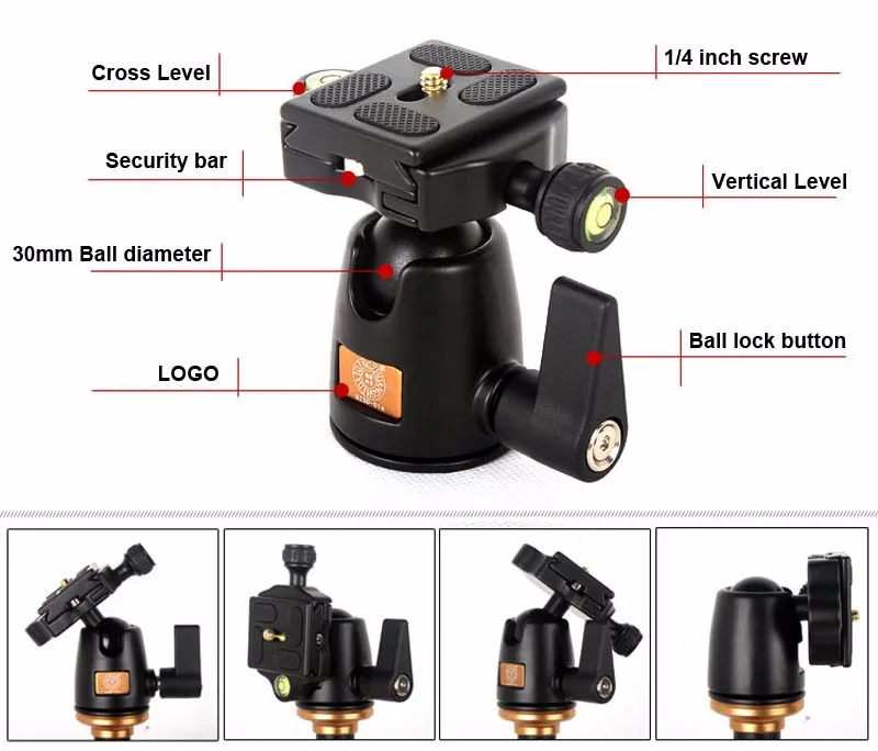 QZSD Q01A Алюминий штатив-Трипод шаровая Головка штатива-монопода с пластиной быстрого крепления для камеры и два уровня Максимальная нагрузка 5 кг для Canon sony цифровых зеркальных фотокамер Nikon Камера