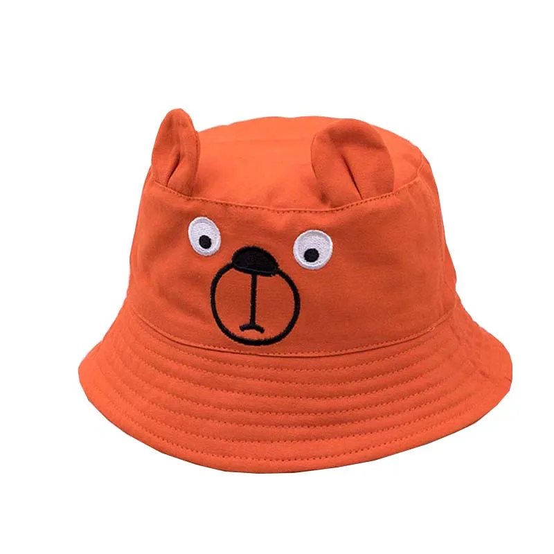 Осенняя детская шапка для мальчиков и девочек, шапка с животным принтом, шапки с ушками, двусторонний головной убор от солнца - Цвет: Оранжевый