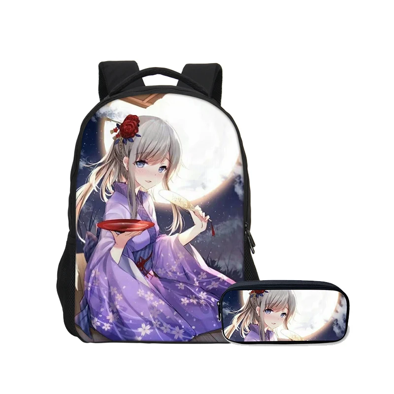 

VEEVANV 2 PCS/SET Combination Backpacks Children School Bookbag Pencil Case Casual Girls Boys Fashion Anime Prints Shoulder Bags