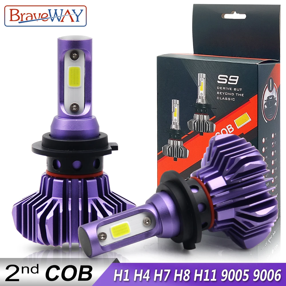 Braveway H4 H7 светодиодный светильник лампы для авто H1 H8 H11 HB3 9005 HB4 9006 Led H1 лампы светодиодные лампы для автомобилей Автомобильные фары светильник 12000LM