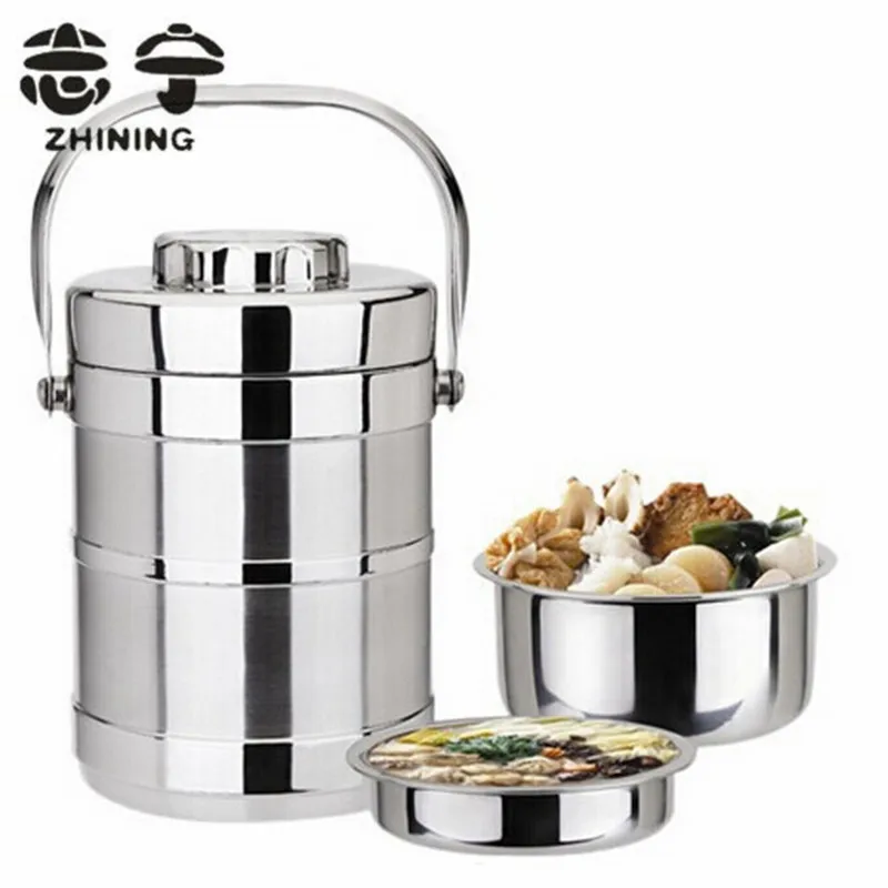 Buy bento lunch box pot stainless steel 2 layers vacuum insulation thermos food