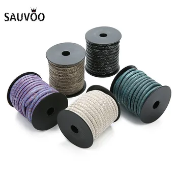 

SAUVOO 10meter/roll 6mm Dia Snake Skin Pattern PU Leather Cords Handmade Braided Leather Rope For DIY Jewelry Making Findings