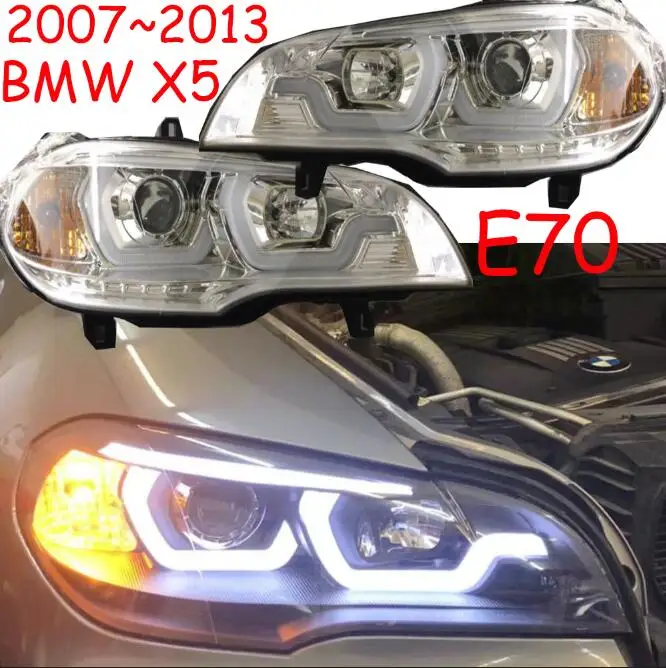 Автомобильный Стайлинг, передний светильник BMW X5 e70 2007~ 2013, головной светильник для BMW X5, автомобильная фара DRL с двойным лучом H7 HID Xenon bi xenon lens - Цвет: Silver inner house