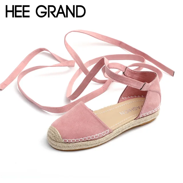 HEE GRAND Riband Lace-up Fashion 2018 New Summer Ladies Fishman Sandals Woman Flat With Mujer Shoes Plus Size 35-43 XWZ4986