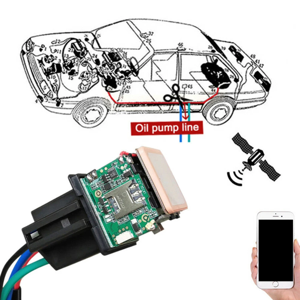 Car Tracking Relay Gps Tracker Device GSM Locator Remote Control Anti-Theft Monitoring Cut Off Oil Power System App