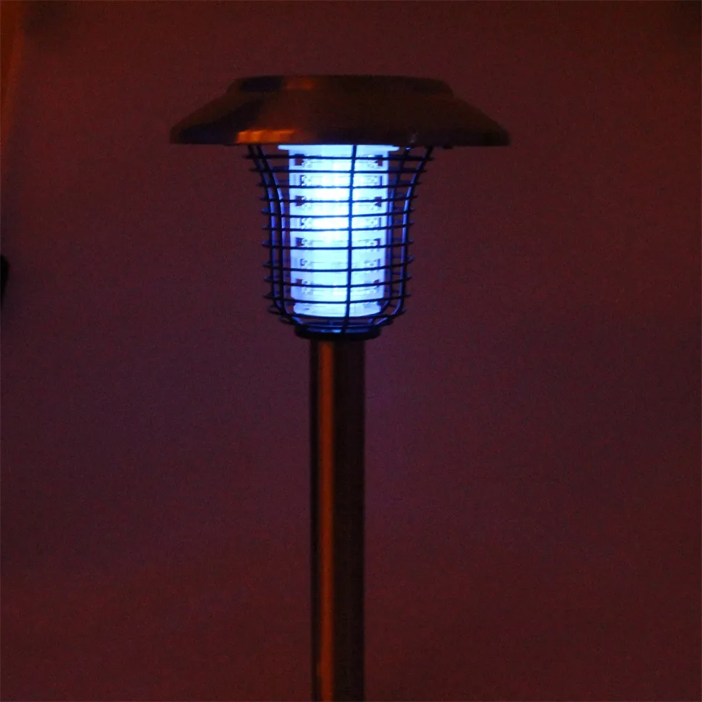 4-светодиодный Нержавеющая сталь солнечные уличные садовые УФ светодиодный убийца насекомых фонарь для столба Прямая