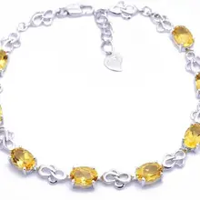 Цитрин браслет-цепочка натуральной цитрин 925 серебро 0.45ct* 8 шт. камни для мужчины или женщины ювелирные изделия