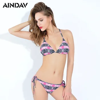 

Retro Push Up Bikini 2018 Floral New Halter Top Sexy Bathing Suits Plus Size Swimwear Female XXL Thong Style Beach Swimsuit